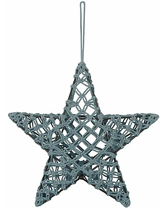 Numero 74 Lampada Stella Macramè 30 x 30 cm - Azzurro - Cotone e Metallo Lampade da Parete