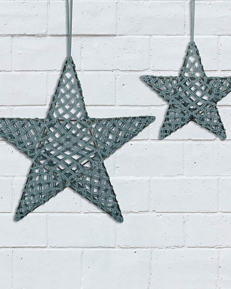 Numero 74 Lampada Stella Macramè 30 x 30 cm - Azzurro - Cotone e Metallo Lampade da Parete