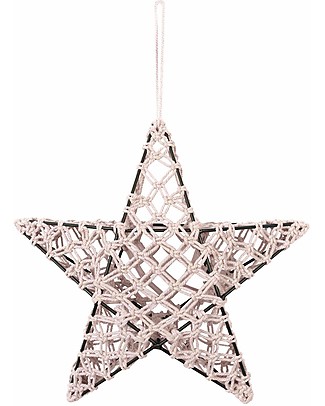 Numero 74 Lampada Stella Macramè 30 x 30 cm - Cipria - Cotone e Metallo Lampade da Parete