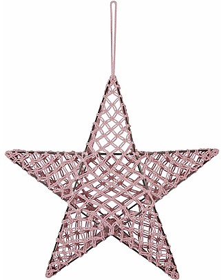 Numero 74 Lampada Stella Macramè 50 x 50 cm - Rosa Antico - Cotone e Metallo Lampade da Parete