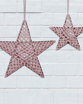 Numero 74 Lampada Stella Macramè 50 x 50 cm - Rosa Antico - Cotone e Metallo Lampade da Parete
