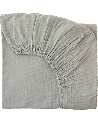 Numero 74 Lenzuolo con Angoli, Argento - 60x120 cm, Mussola di cotone Lenzuola
