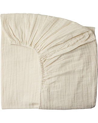 Numero 74 Lenzuolo con Angoli, Natural - 60x120 cm - Mussola di cotone bio Lenzuola