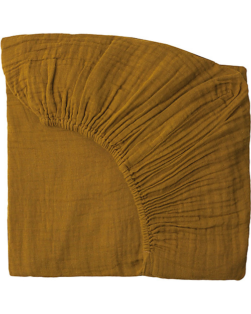 Numero 74 Lenzuolo con Angoli - Oro - 140x70 cm - Mussola di cotone bio Lenzuola e Federe