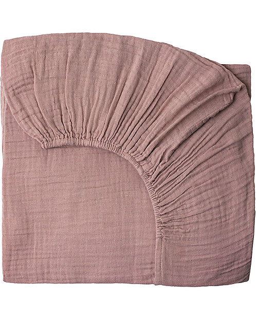 Numero 74 Lenzuolo con Angoli, Rosa Antico - 120x60 cm - Mussola di cotone Lenzuola e Federe