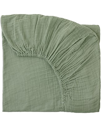 Numero 74 Lenzuolo con Angoli Verde Salvia - 70x140 cm - Mussola di cotone Lenzuola