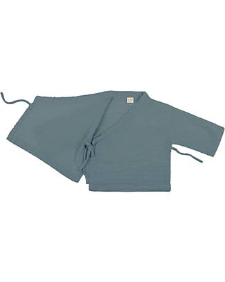 Numero 74 Maglia a Maniche Lunghe Theo - Blu Ghiaccio - Chiusura a Kimono - 100% Cotone Bio GOTS Maglie Manica Lunga