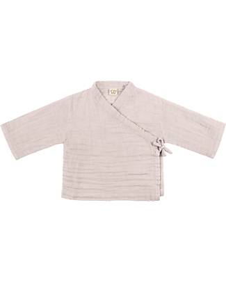 Numero 74 Maglia a Maniche Lunghe Theo - Rosa Cipria - Chiusura a Kimono - 100% Cotone Bio GOTS Maglie Manica Lunga
