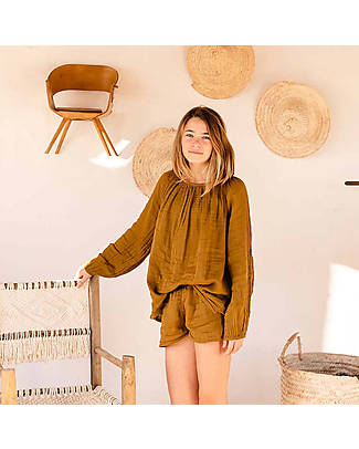 Numero 74 Maglietta a Maniche Lunghe Nina - Bronzo Antico - 100% Cotone Bio GOTS Maglie Manica Lunga