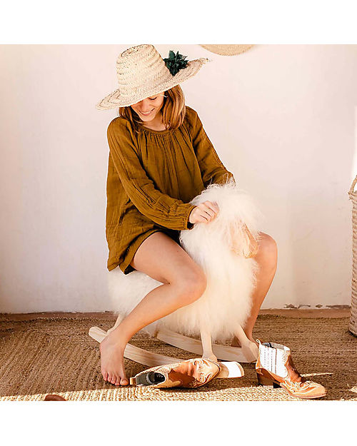 Numero 74 Maglietta a Maniche Lunghe Nina - Bronzo Antico - 100% Cotone Bio GOTS Maglie Manica Lunga