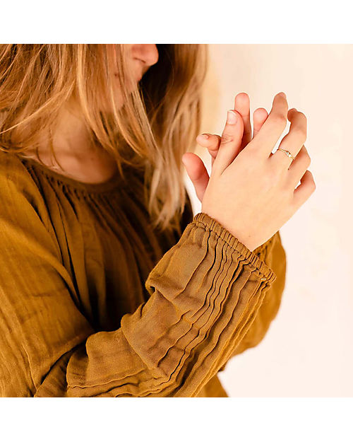 Numero 74 Maglietta a Maniche Lunghe Nina - Bronzo Antico - 100% Cotone Bio GOTS Maglie Manica Lunga