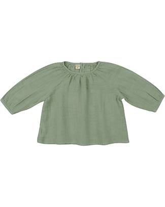 Numero 74 Maglietta a Maniche Lunghe Nina - Verde Salvia - 100% Cotone Bio GOTS Maglie Manica Lunga