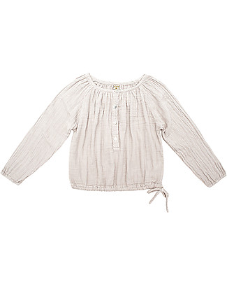 Numero 74 Naia Camicia Bimba Maniche Lunghe, Cipria - Taglia M (3-4 anni) - 100% Doppia mussola di cotone Camicie