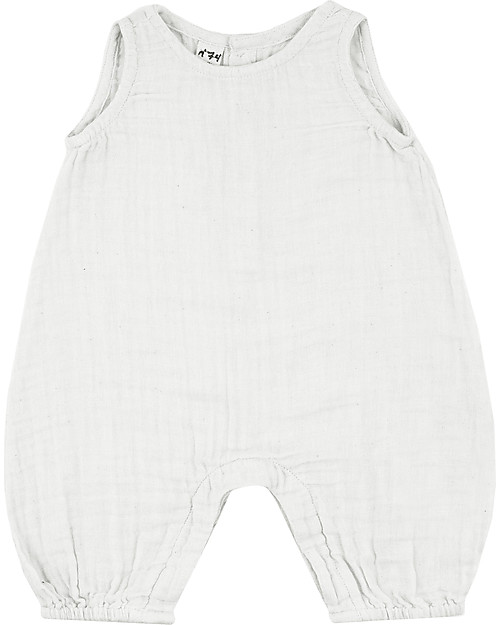 Numero 74 Pagliaccetto Stef, Bianco - Mussola di cotone (9-12 mesi) Salopette