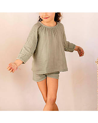 Numero 74 Pantaloncini Corti Josi - Verde Salvia - 100% Cotone Bio GOTS Pantaloni Corti