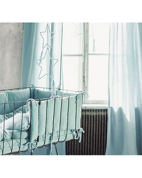 Numero 74 Paracolpi Lettino - Celeste - 100% Mussola di Cotone con imbottitura in Poliestere Paracolpi