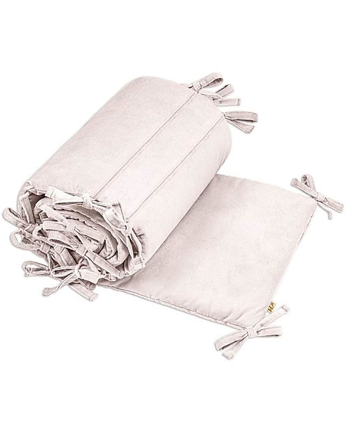 Numero 74 Paracolpi Lettino in Velluto - 190x30 cm - Cipria - Cotone Organico Imbottito Paracolpi