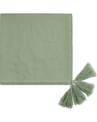 Numero 74 Pareo con Pompom Saba - Verde Salvia - 100% Cotone GOTS Gonne_