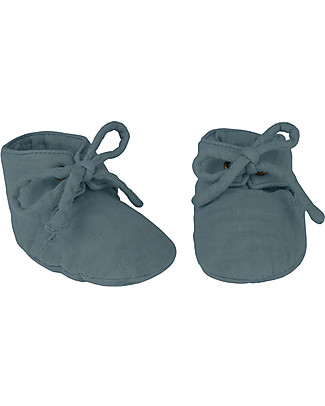Numero 74 Scarpine con Lacci Yoghi, Blu Ghiaccio - 100% cotone bio Scarpe