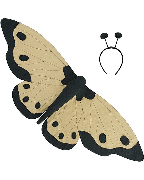 Numero 74 Set Costume da Farfalla Lucy - Giallo antico - 100% cotone bio - Comprende ali e cerchietto Travestimenti