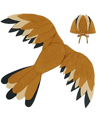 Numero 74 Set Costume da Uccello - Oro - 100% cotone bio - Comprende ali e cappellino Travestimenti