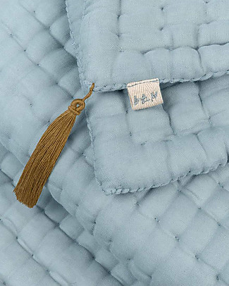Numero 74 Trapunta Tatami Multiuso 65x110 cm, Celeste - 100% cotone bio - Edizione limitata! Set Copripiumino