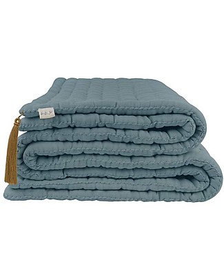 Numero 74 Trapunta Tatami Multiuso 90x180 cm - Blu Ghiaccio - 100% cotone bio Swaddle di Mussola
