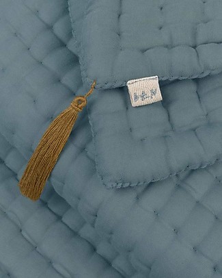 Numero 74 Trapunta Tatami Multiuso 90x180 cm - Blu Ghiaccio - 100% cotone bio Swaddle di Mussola