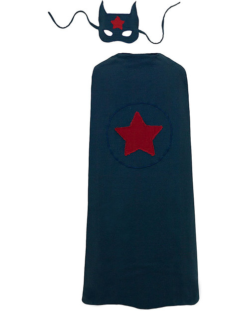 Numero 74 Travestimento Super Eroe Maschera + Mantello - Blue Notte - Cotone Travestimenti