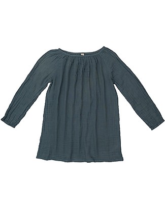 Numero 74 Tunica Donna Nina, Blu Ghiaccio - 100% Mussola di Cotone Vestiti_