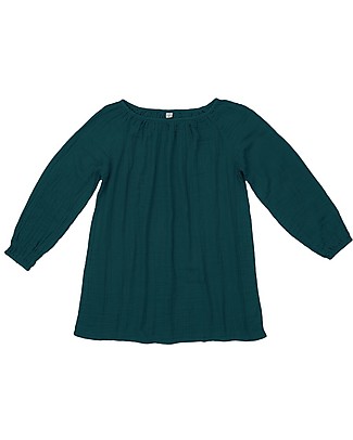 Numero 74 Tunica Donna Nina - Verde Petrolio - 100% Mussola di Cotone Vestiti