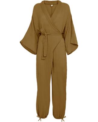 Numero 74 Tuta Akiko con Chiusura Kimono - Bronzo Antico - 100% Cotone Bio GOTS Vestiti_
