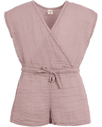 Numero 74 Tutina Grace con Chiusura Kimono - Rosa Antico - Pantaloncini Corti - 100% Cotone Bio GOTS Tutine Corte