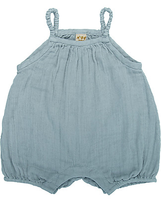 Numero 74 Tutina Senza Maniche con Pantaloncini Corti Lolita, Celeste (9-12 mesi) - 100% cotone bio Tutine Corte