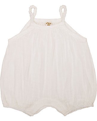 Numero 74 Tutina Senza Maniche con Pantaloncini Corti Lolita, Natural (9-12 mesi) - 100% cotone bio Tutine Corte