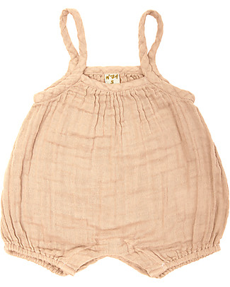 Numero 74 Tutina Senza Maniche con Pantaloncini Corti Lolita, Pesca (9-12 mesi) - 100% cotone bio Tutine Corte