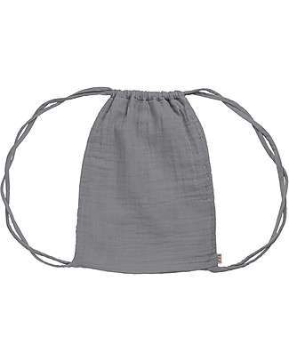 Numero 74 Zainetto Bimbi Impermeabile "Nomad Gymsack", Grigio Pietra - Cotone bio Zaini Asilo