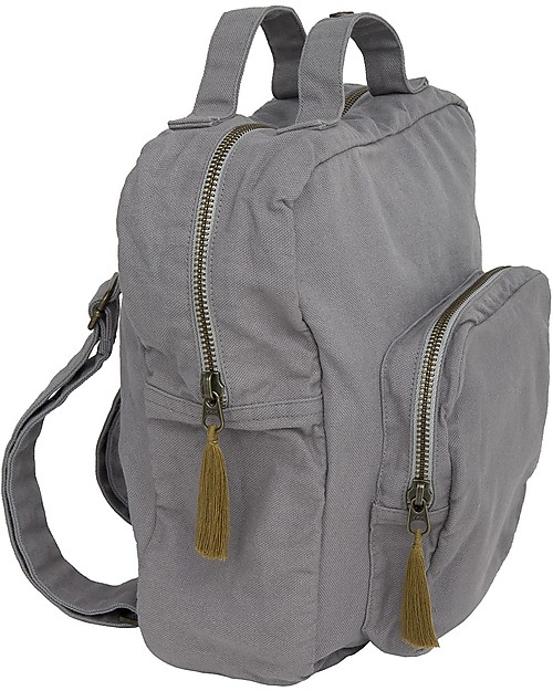Numero 74 Zainetto, Grigio Pietra - 100% Cotone bio Zaini Asilo