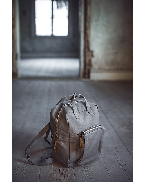 Numero 74 Zainetto, Grigio Pietra - 100% Cotone bio Zaini Asilo