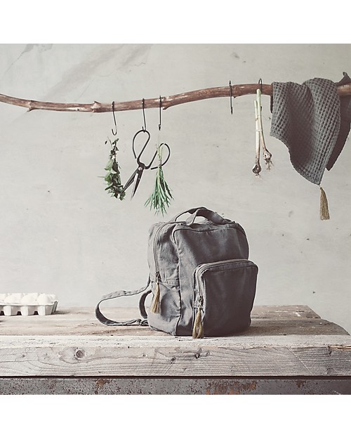 Numero 74 Zainetto, Grigio Pietra - 100% Cotone bio Zaini Asilo