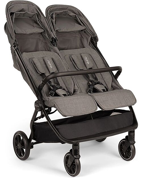 Nuna Passeggino Gemellare Trvl Dubl - Thunder - Compatto, Leggero e Doppio Passeggini Gemellari