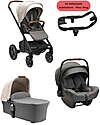 Nuna Trio Passeggino + Navicella Mixx Next Birch + Seggiolino Auto Pipa Next i-Size - Granite - Adattatore in Omaggio Passeggini Trio e Duo
