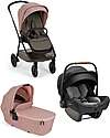 Nuna Trio Passeggino + Navicella Triv Next - Rose + Seggiolino Auto Pipa Next i-Size - Caviar Passeggini Trio e Duo
