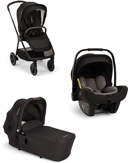 Nuna  Trio Passeggino Triv Next + Seggiolino Auto Pipa Next i-Size + Navicella Lyt - Caviar  Passeggini Trio e Duo