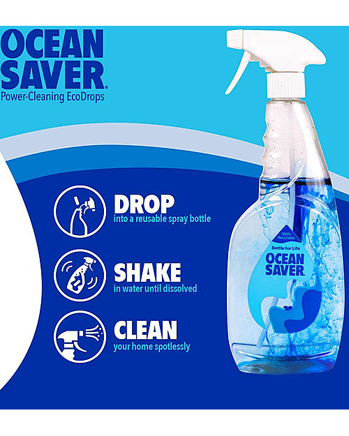 Ocean Saver Flacone Spray 750 ml - Riciclabile e Riutilizzabile Detergenti per Superfici