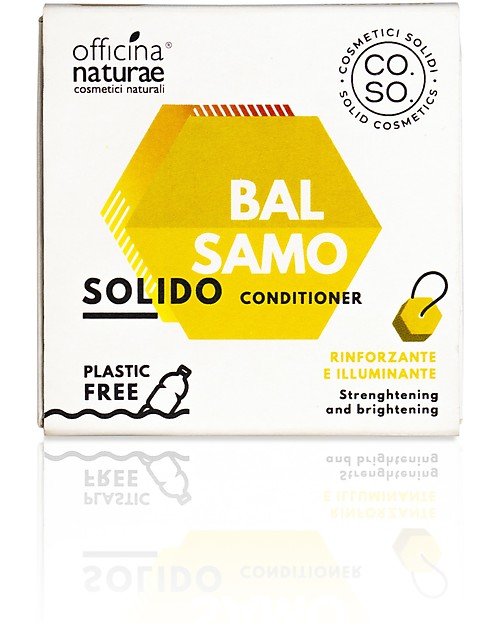 Officina Naturae Balsamo Solido Rinforzante ed Illuminante alla Betulla e Castagna, 64 gr - Senza plastica! Bagno Doccia Shampoo
