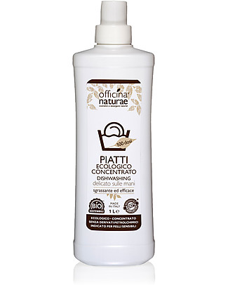 Officina Naturae Bio Detersivo Liquido Piatti Concentrato, 1 lt - Efficace e delicato sulle mani Detergenza Casa