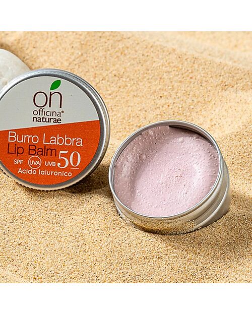 Officina Naturae Burro Labbra onSun - SPF 50 - Protezione Alta - Vasetto di Alluminio Solari