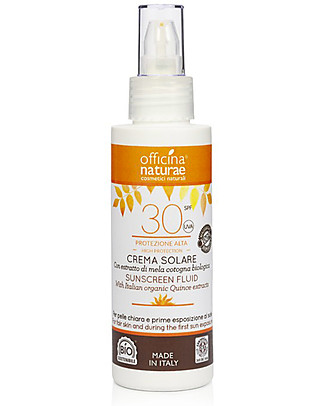 Officina Naturae Crema Fluida Solare SPF 30 in Bioplastica - 100 ml Creme e Olii