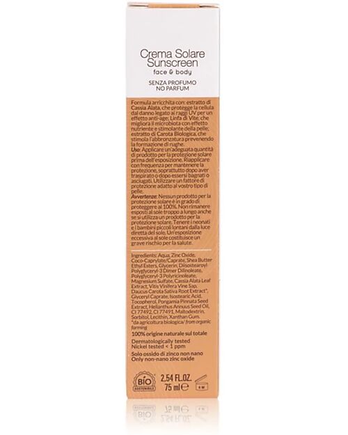 Officina Naturae Crema Solare Fluida Viso e Corpo SPF 50 - 75 ml Solari